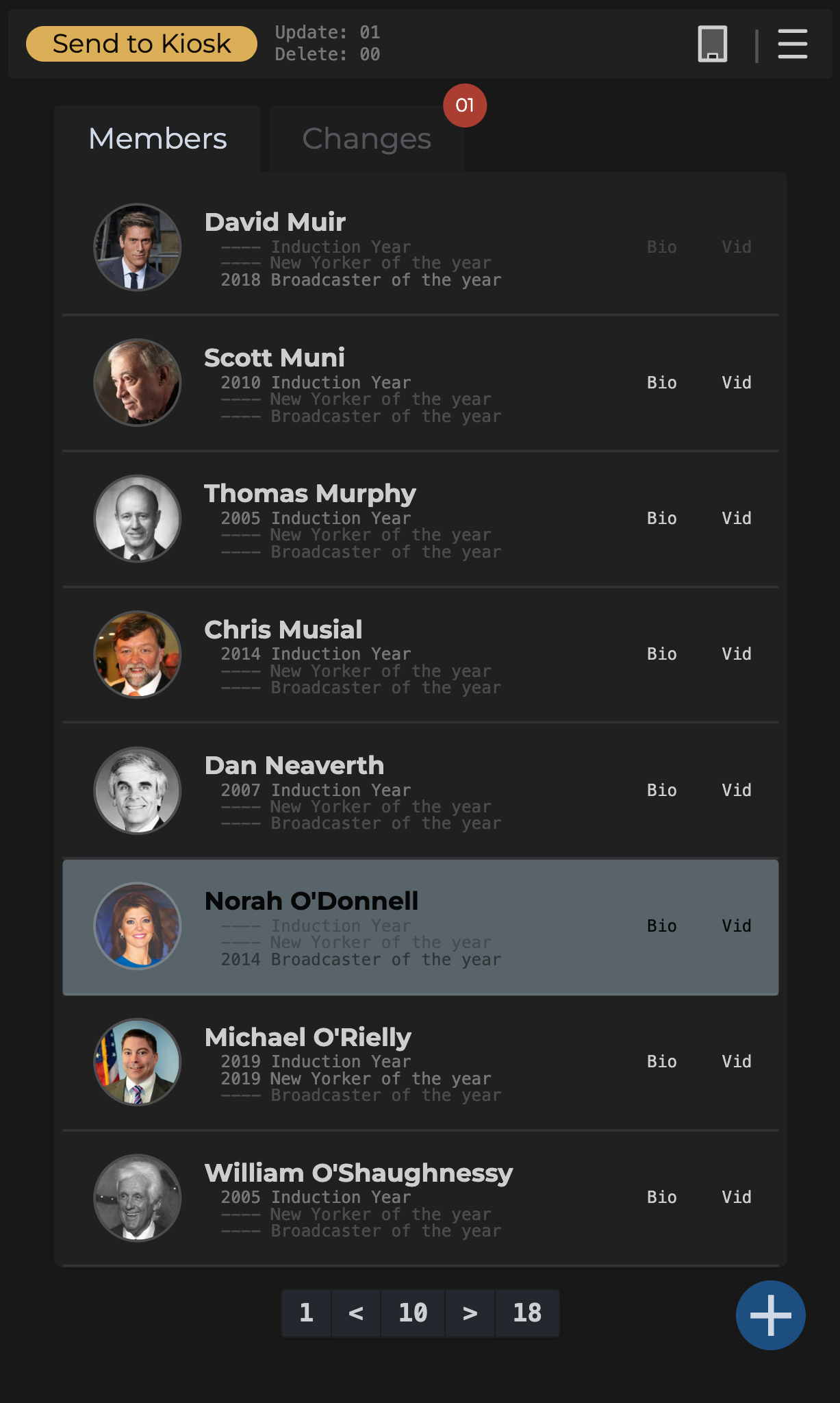 main admin panel