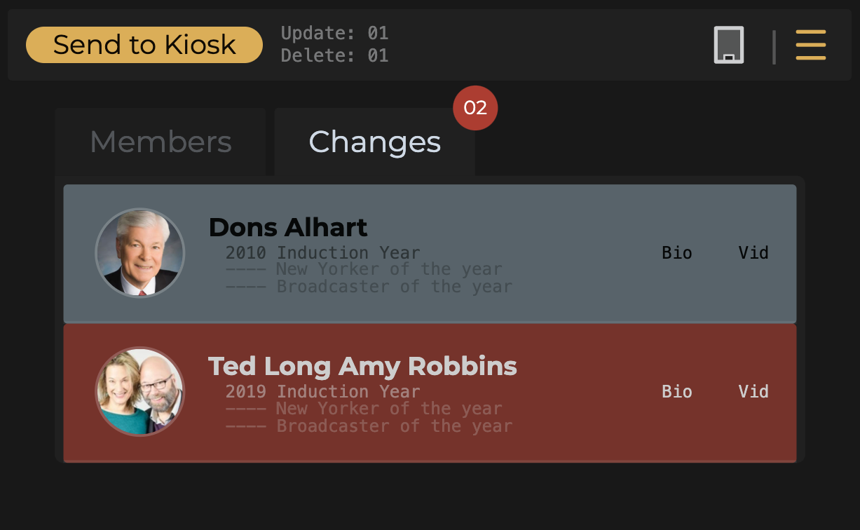 main admin panel