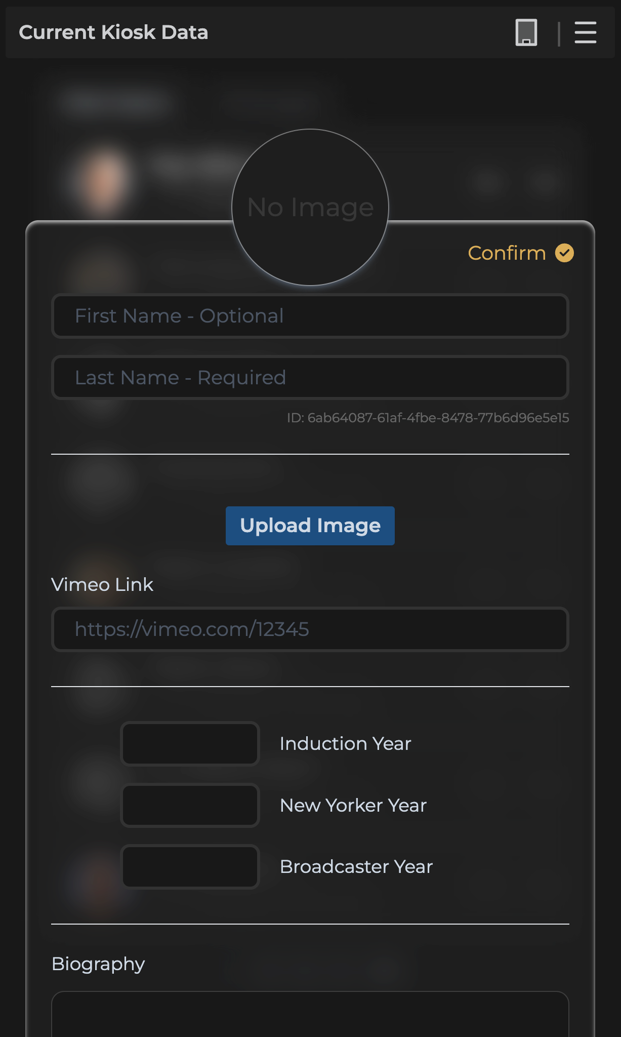 main admin panel